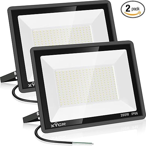 200W LED Flood Light 2 Pack, 22500lm Super Bright Security Lights, IP66 Waterproof Outdoor Flood Light, 5000K Daylight White Floodlight for Yard, Garden,Basketball Court, Arena