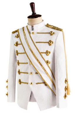 Men Sequin Uniform MJ Dance Wear Glitter Black White Vintage Michael Jackson Stage Jacket with Tassel