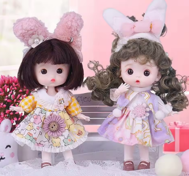 Toys Curly Wig Movable Joints Baby Fashion Doll Birthday Gift 1/12 BJD Doll Mini BJD Dolls Figure Action Toys Pocket Joint Doll