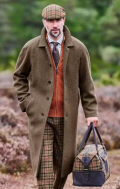 Men's Herringbone Tweed Coat Winter Jacket Male Suit Long Jacket Lapel Single-breasted Casual Trench Coat Gentleman Clothing