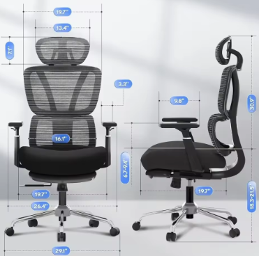 Office Chair,Big and Tall Mesh Computer Desk Chair,Ergonomic Task Chair with Adjustable Lumbar Support,Headrest,Armrests