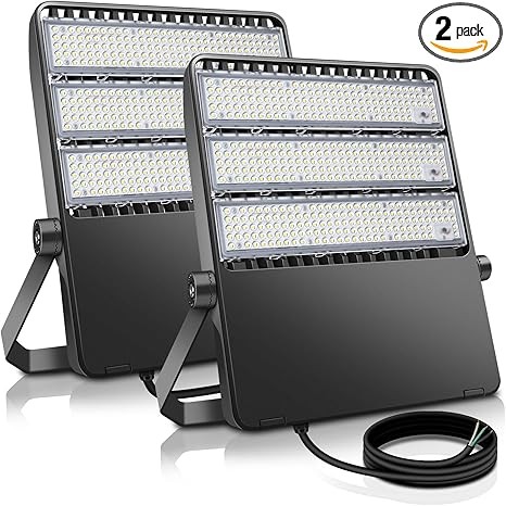 52200LM LED Stadium Flood Light Commercial Eqv 2400W Super Bright 145LM/W 5500K 360W LED Arena Light Outdoor 85-277V IP65 Waterproof Backyard Wall Yoke Mount Fixture 2 Pack