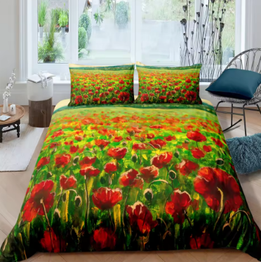 Oil Painting Flowers Digital Printing Polyester Bedding Sets Adult Bedclothes Quilt Art Duvet Cover Set Single King Queen Size