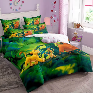 Disney Animation Lion Simba Duvet Cover for children,The Lion King Bedding Set,Teen Boy Single Twin Size Bed Sets Bedspreads Gif