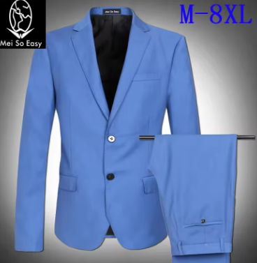 Spring Mens Fashion Blazer Set High Quality Suit Bead Front Edge Very Large Plus Size M L XL XXL 3XL 4XL 5XL 6XL 7XL 8XL