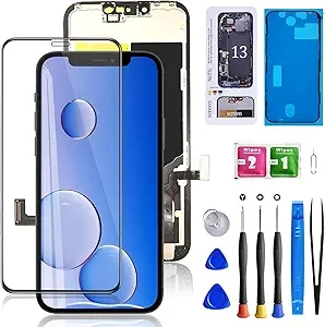 for iPhone 13 Screen Replacement 6.1 inch, 3D Touch LCD Screen Display Digitizer for A2482, A2631, A2635, A2633, A2634 with Waterproof Adhesive+Tempered Glass+Repair Tools for